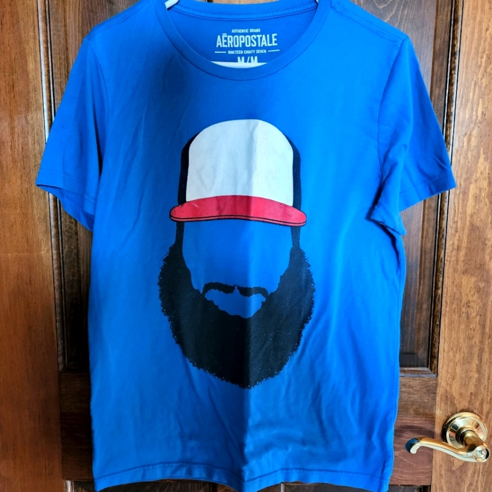 Mens Aeropostale T-shirt with bearded man